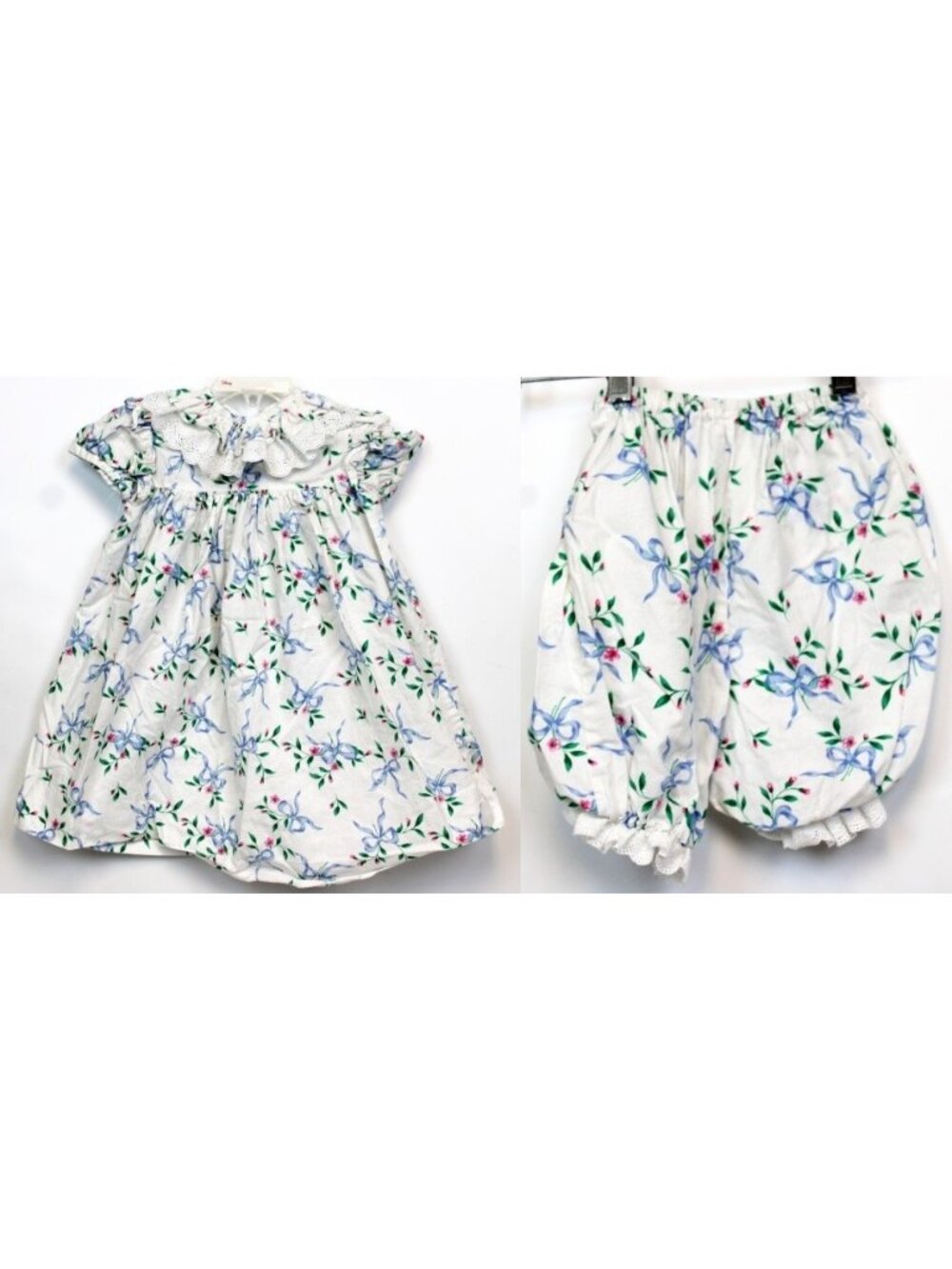 Simi Baby 2pc Dress Bloomer Diaper Cover sz 24m Floral Flowers Lace Trim Puff